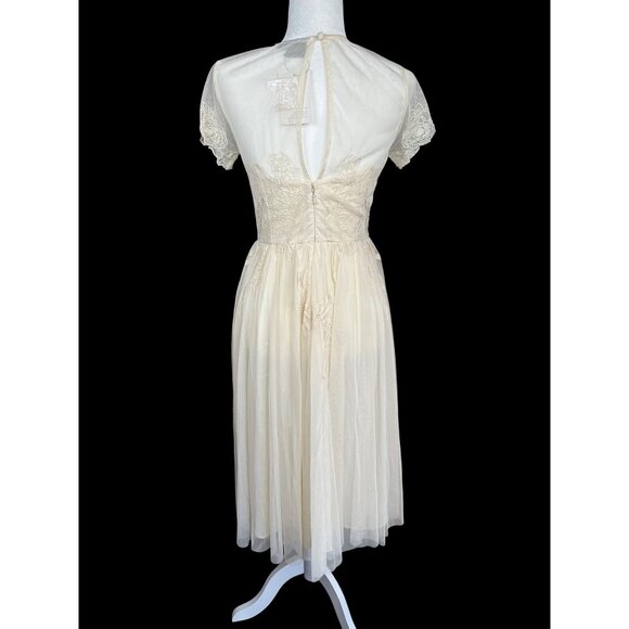 New ASOS Design‎ Formal Cocktail Midi Dress Size 4 Ivory Embroidered Floral - Picture 7 of 15
